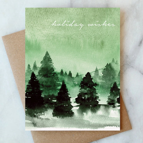 Green Wishes Forest - Holiday Card
