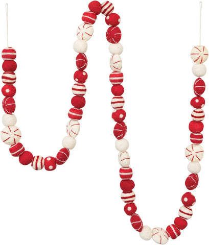Red and Cream Candy Embroidery - 72in Garland