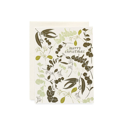 Holiday Eucalyptus Card - White