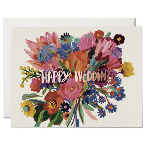 Happy Wedding Flowers - Wedding Card