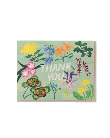 Mint Floral - Thank You Card, Set of 8