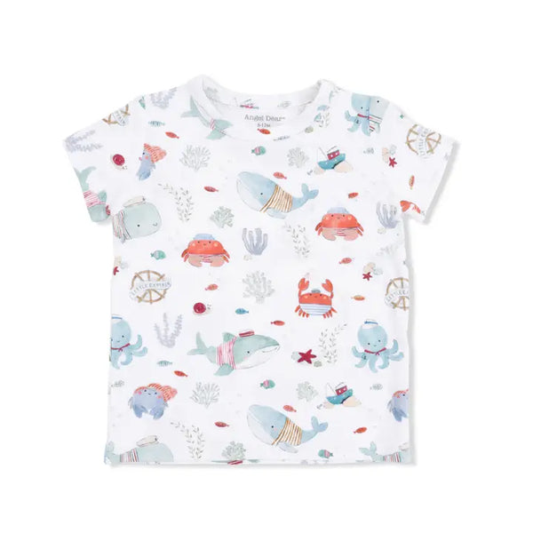 Crew Neck Tee With Short - Sailor Sea Creatures