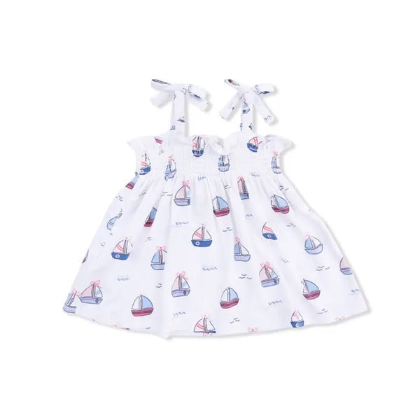 Smocked Top & Bike Short - Bubbly Sailboats Pink