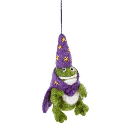 Wizard Frog - Handmade Felt Ornament