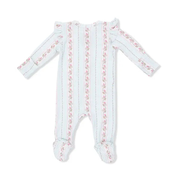 2 Way Ruffle Sleeve Zipper Footie - Antoinette Stripe