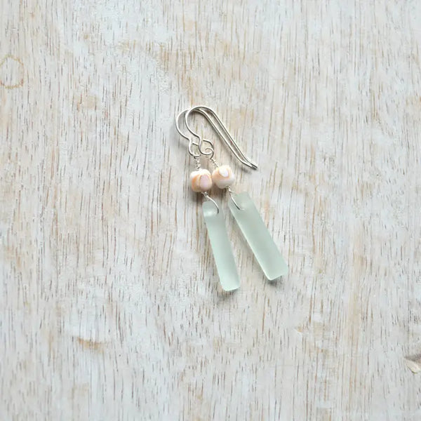 Mini Frosted Glass Rectangle Earrings