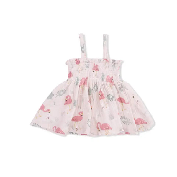 Smocked Top & Smocked Waist Pants - Flamingos