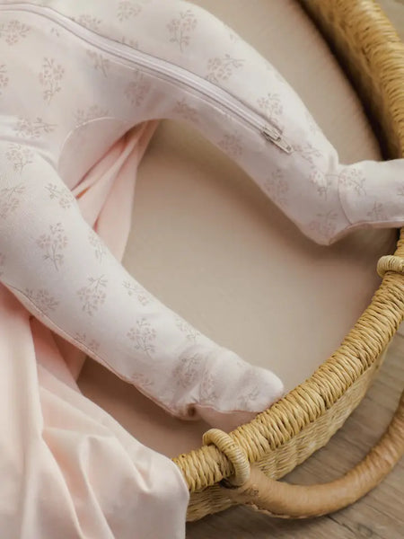Modal Zip Footie - Pink Blossom