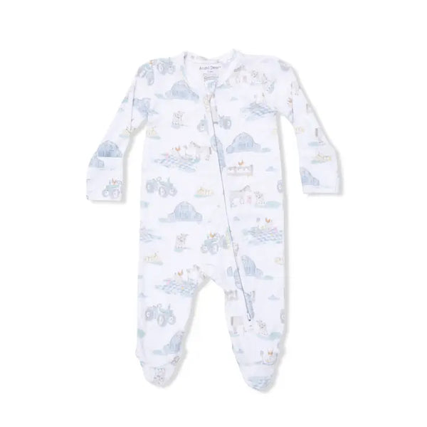 2 Way Zipper Footie - Farm Animal Party