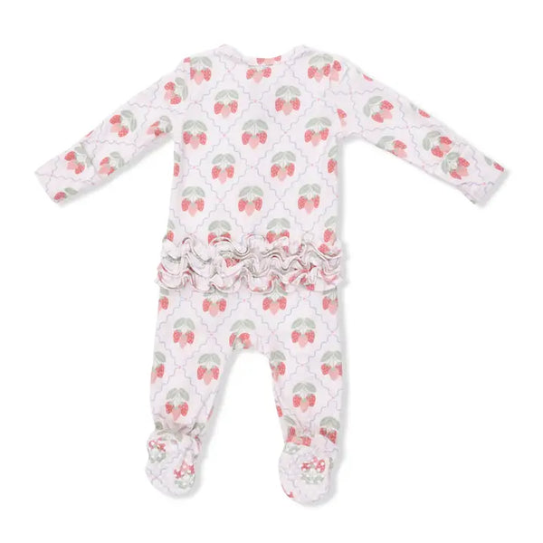 2 Way Ruffle Back Zipper Footie - Sweet Strawberries