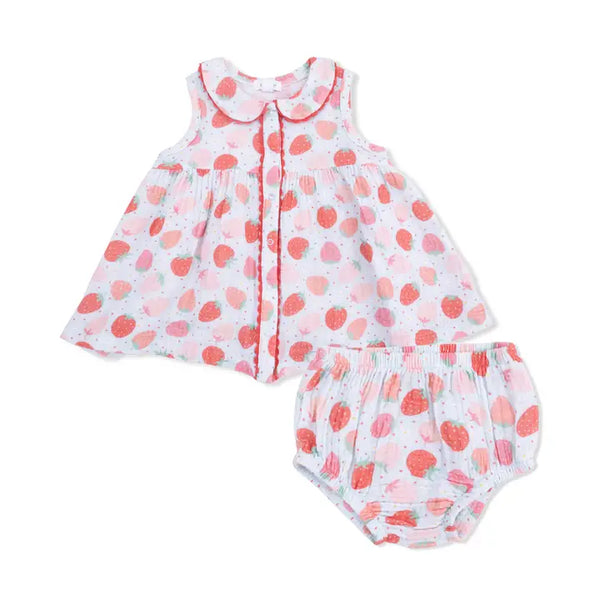 Jill Dress Sleeveless with Bloomer - Strawberry Bliss