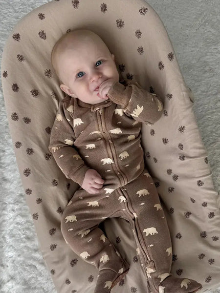 Latte Bear - Organic Zipper Footie