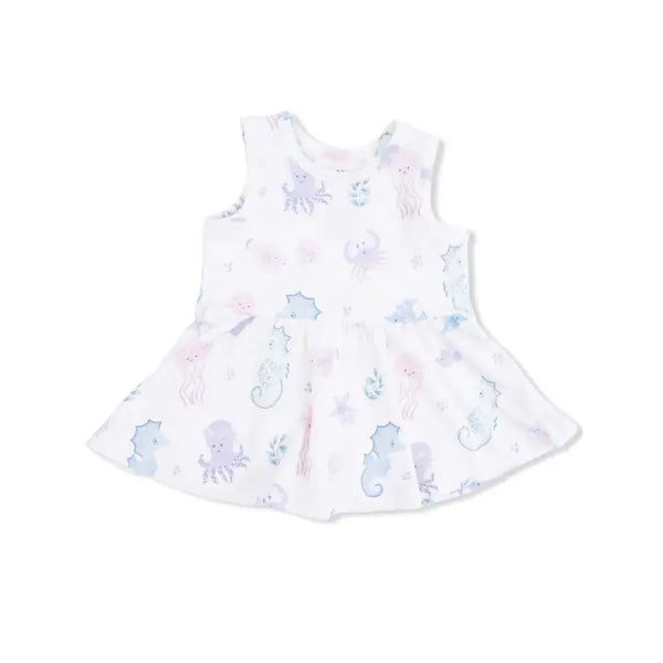 Peplum Tank And Bike Short - Floral Sea Creatures