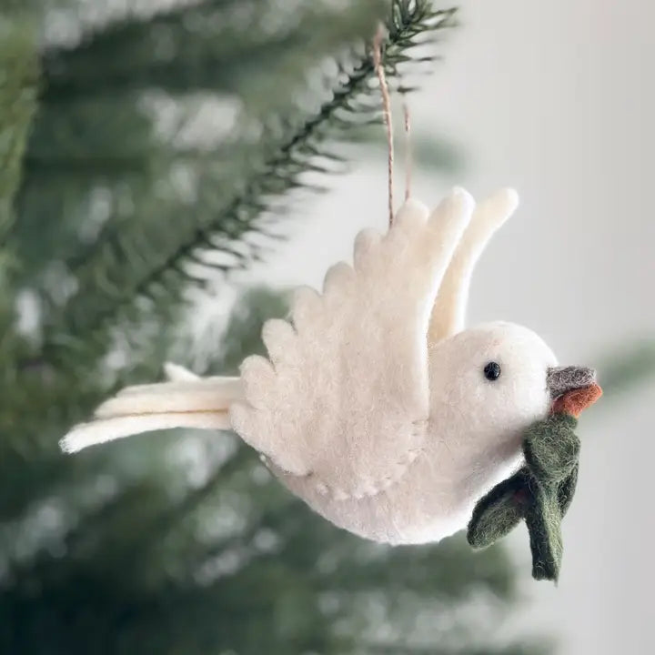 Felt Dove With Twig Ornament