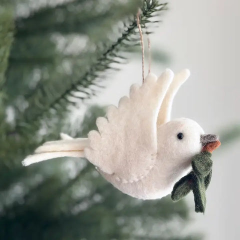 Felt Dove With Twig Ornament