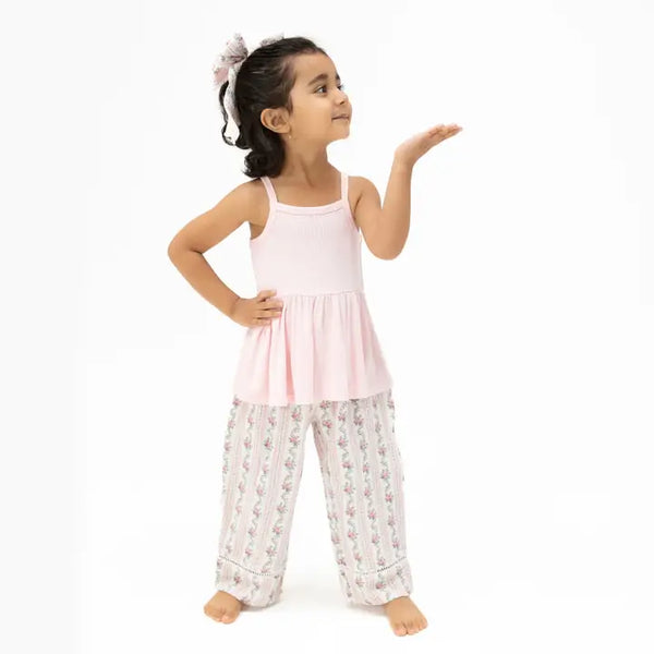 Peplum Tank and Smocked Waist Pants - Winding Rose Stripe