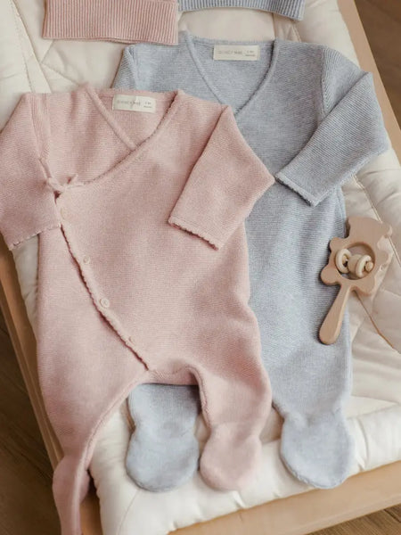 Wrap Knit Footie - Heathered Rose