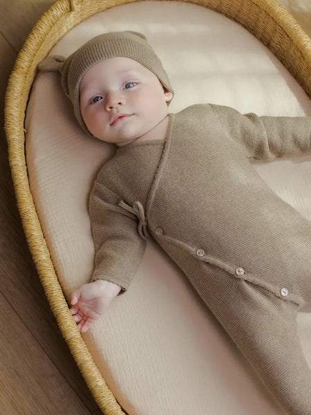 Wrap Knit Footie - Heathered Mocha