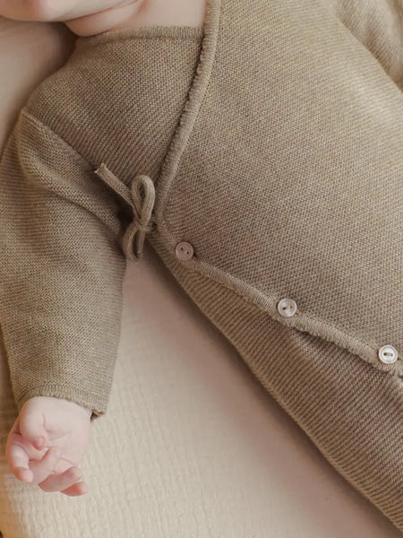 Wrap Knit Footie - Heathered Mocha