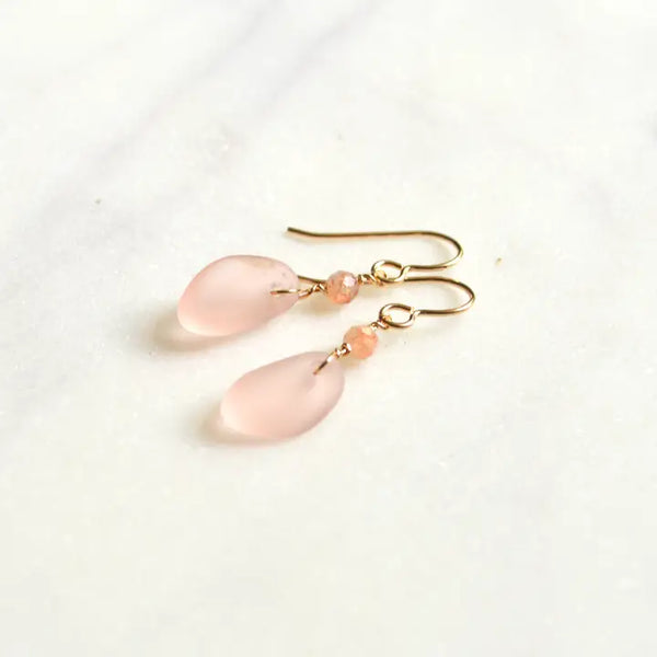 Tiny Pink Glass Earrings