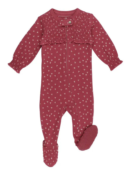 Appleberry Dots - Organic Smocked Zipper
