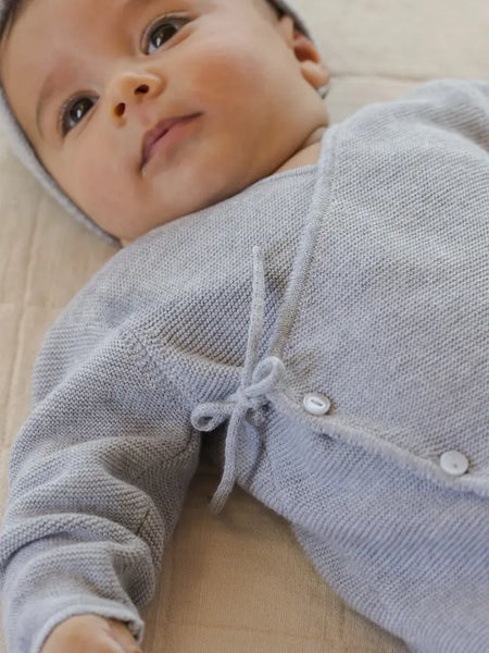 Wrap Knit Footie - Dusty Blue