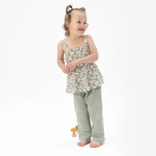 Peplum Tank with Smocked Waist Pant - Camille Floral
