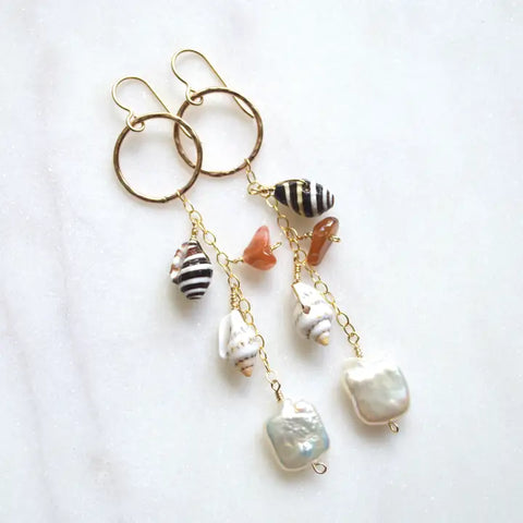 Pearl Shell Cluster Earrings