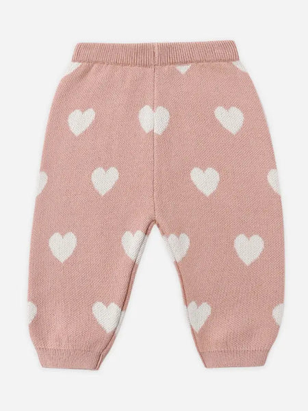 Heart Knit Pants Pink