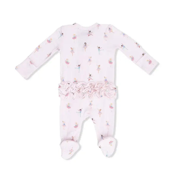 2 Way Ruffle Front Zipper Footie - Petite Ballet