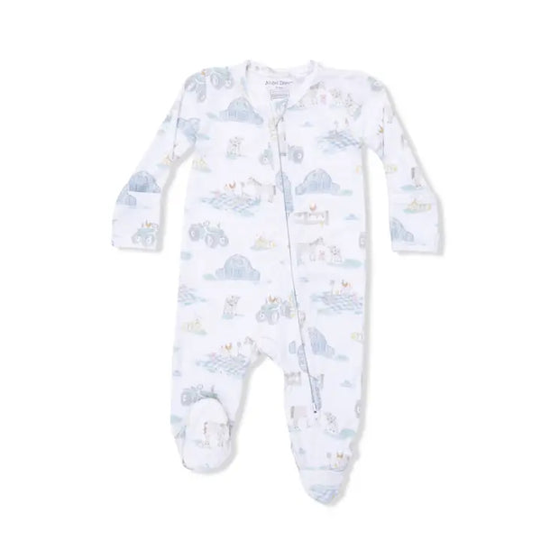 2 Way Zipper Footie - Farm Animal Party