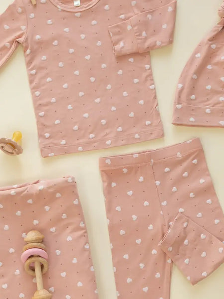 Bamboo Pajama Set - Pink Hearts
