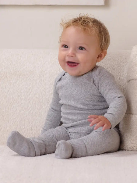 Ribbed Tee And Legging Set - Dusty Blue