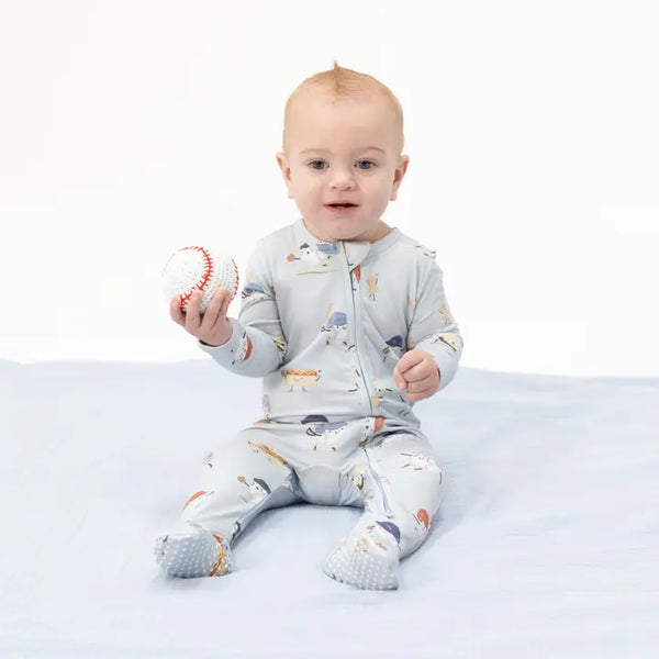 2 Way Zipper Footie - Baseballs Playing Baseball