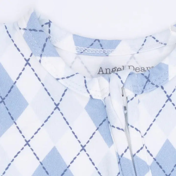 2 Way Zipper Footie - Blue Argyle