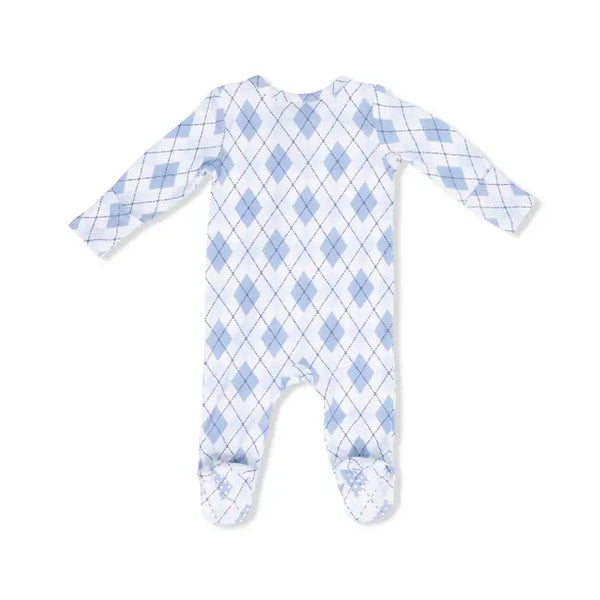 2 Way Zipper Footie - Blue Argyle