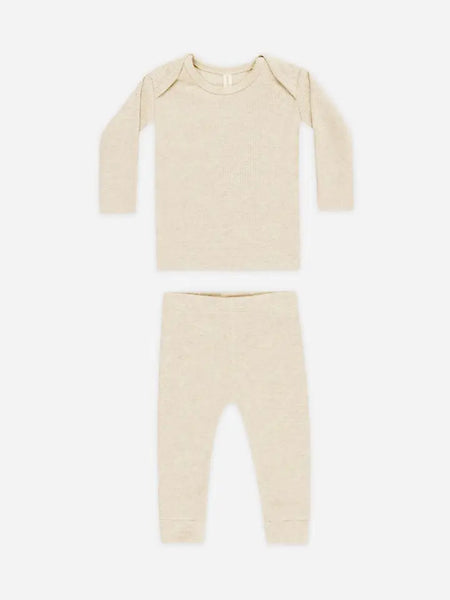 Ribbed Tee And Legging Set - Oatmeal