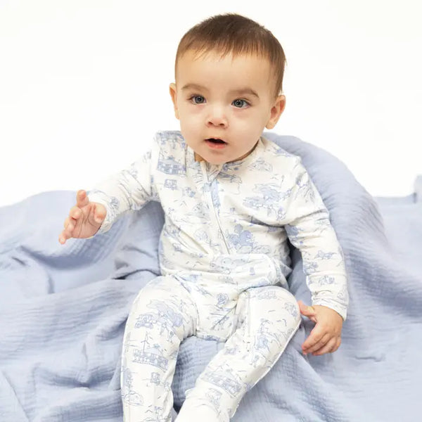 2 Way Zipper Footie - Golf Toile