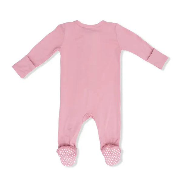 2 Way Zipper Footie - Solid Rose Eleganc