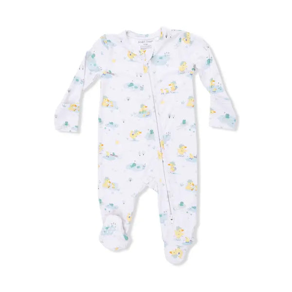 2 Way Zipper Footie - Frog And Duck Pond