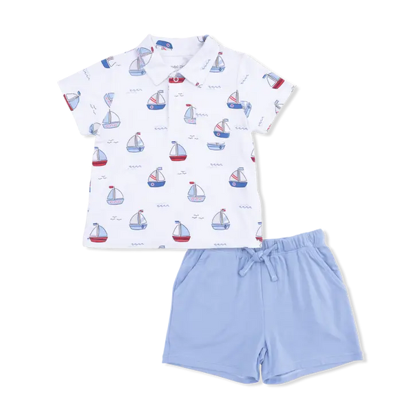 Polo with Casual Short - Bubbly Sailboat