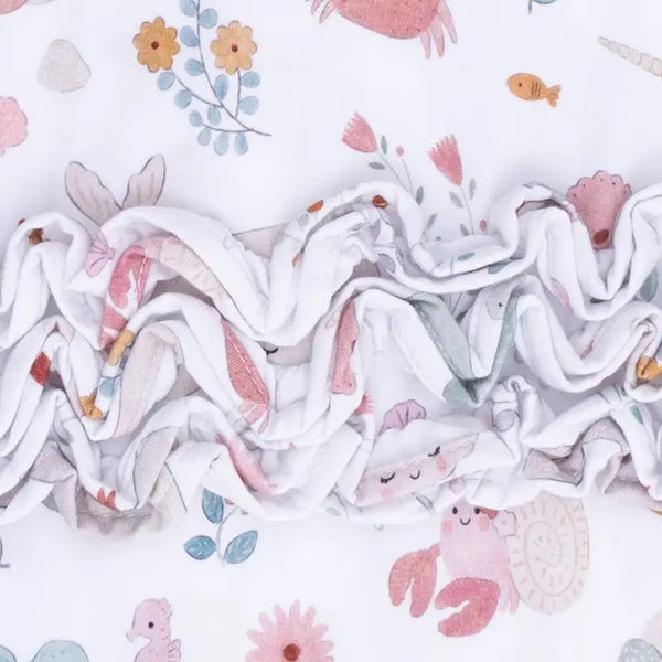 2 Way Ruffle Back Zipper Footie - Garden Sea Creatures
