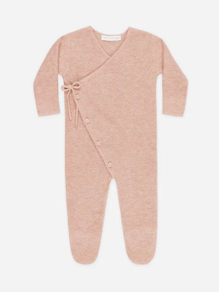 Wrap Knit Footie - Heathered Rose