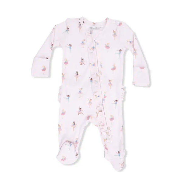 2 Way Ruffle Front Zipper Footie - Petite Ballet