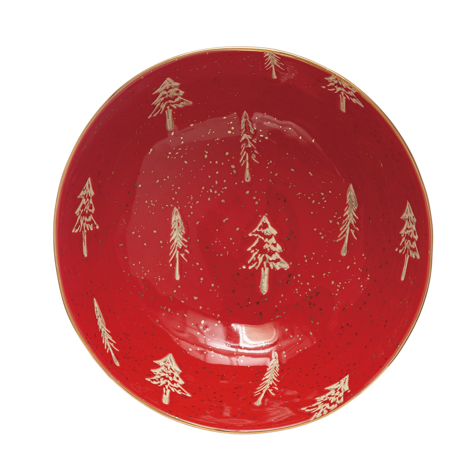 Red with Gold Trees - Stoneware Bowl