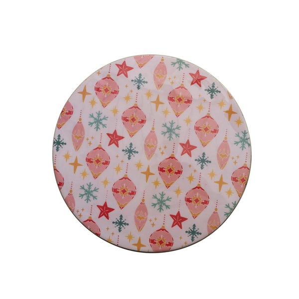 Ornament Pattern - Enameled Mango Wood Cake Stand
