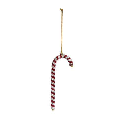 Candy Cane Glass Beaded Ornament