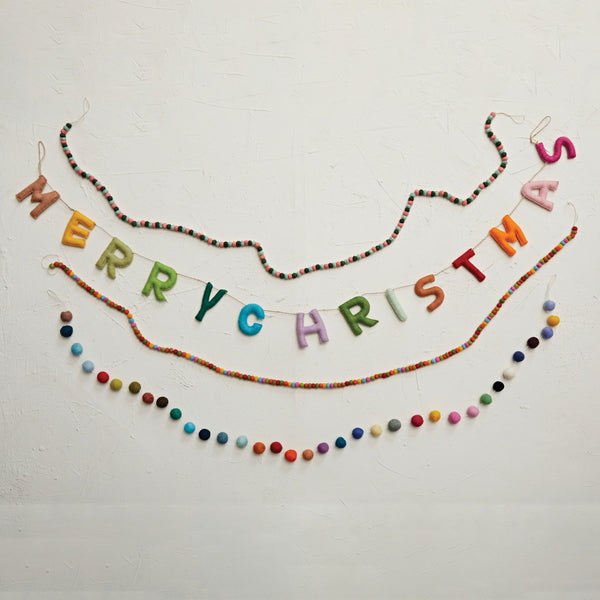 Merry Christmas Multicolor Letter - 72in Felt Garland