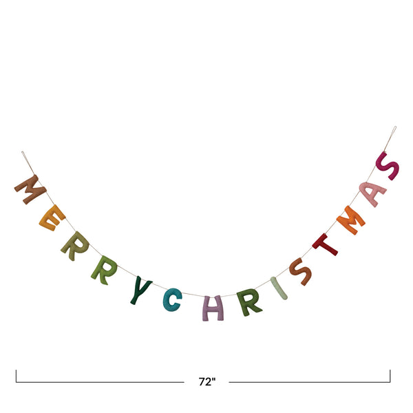Merry Christmas Multicolor Letter - 72in Felt Garland