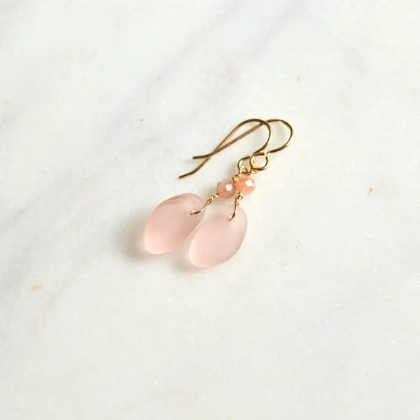 Tiny Pink Glass Earrings